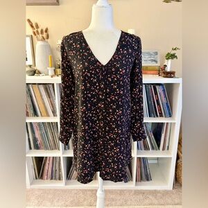 Size XXS Madewell x Sezane 100% Silk Longsleeve Lined Elly Floral Shirtdress
